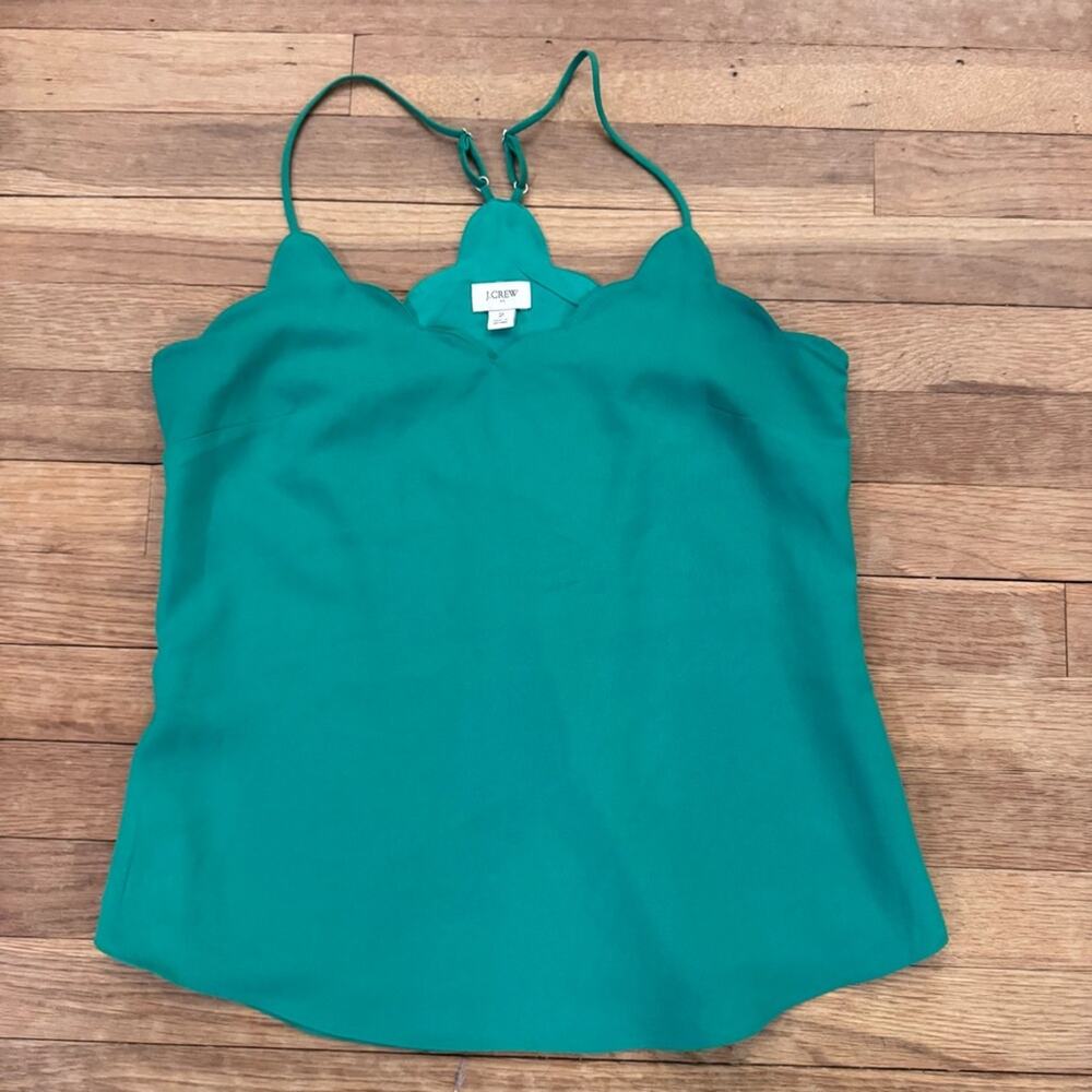 J.Crew Women's Green Scalloped Cami Top - Size 2
b80